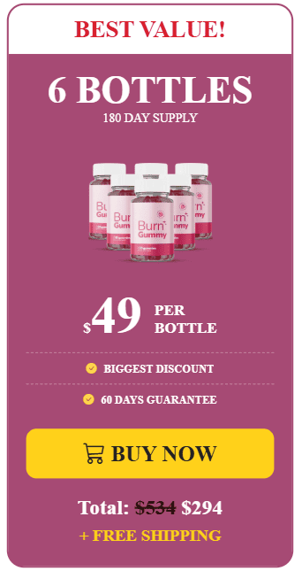 burn gummy 6 bottles price